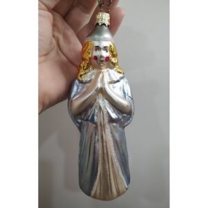 Vintage Inge-Glas Figural Blown Glass Christmas Ornament Praying ANGEL A9